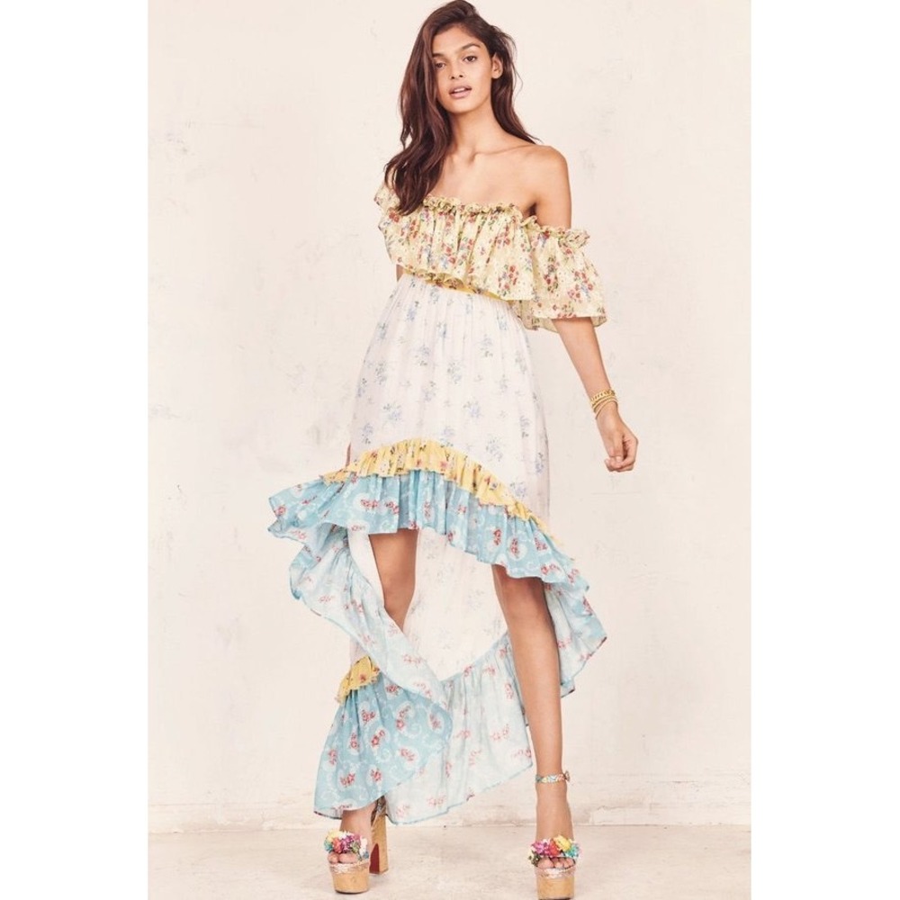 LoveShackFancy High Low Alexia Floral Dress Sz 6